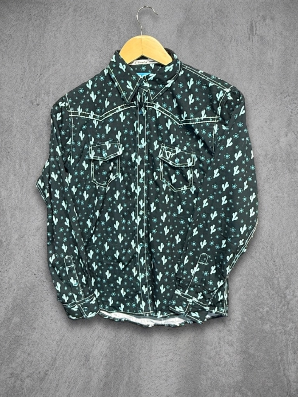 Cowgirl Hardware Youth XL 14/16 Long Sleeve Western Pearl Snap Shirt Cactus